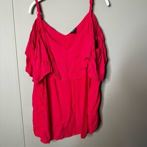torrid Hot Pink Cold-Shoulder Embroidered Blouse